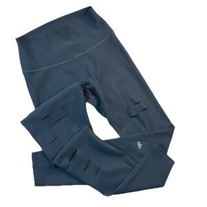 Alo Yoga Leggings High Rise Ripped Warrior Pants 4505 Gray Athletic Women Sz M